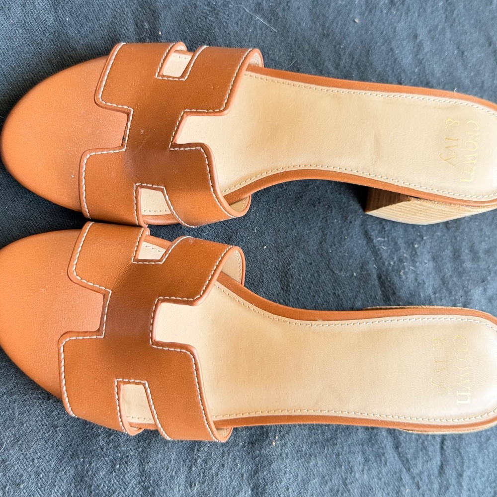 Classic Heeled Tan Sandals